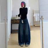 Lunivop Y2k Womens Jeans Loose Fit Straight Leg Wide Trousers Baggy Denim Pants Casual Streetwear High Waist Vintage Washed Y2k jeans