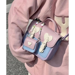 Lunivop Harajuku Purple Messenger Bag Women Sweet Cool Leather Square Crossbody Bags Ladies Hot Girls Cute Y2k Bag Aesthetic