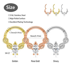 Lunivop Stainless Steel Hinge Nose Ring, Premium CZ, Hypoallergenic, Easy Clicker, Day to Night Wear, Gift Ready Jewelry