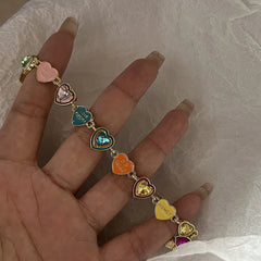 Lunivop Fashion Color Love Drop Oil Enamel Bracelet Female INS New Design Cute Heart Candy Color Bracelet