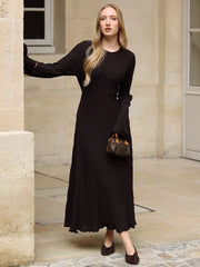 Lunivop Knitted Long Dress Female Fall Winter New Casual Retro High Waist Rib Sweater Bodycon Dresses Lady Holiday Party Outfits