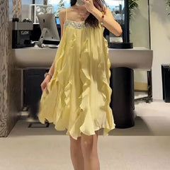 Lunivop Fashion Women Dress Sleeveless Halter Solid Color Summer Female Evening Party Short Dresses New Tide