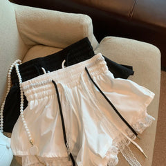 Lunivop Fake Two Pieces Lace Patchwork Ball Gown Shorts Bud Sweet Spice Girls Small Fellow Pantalones A-line Casual Slim Pantalon