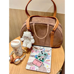 Lunivop Vintage Brown Bowling Bag Women Vintage Large Capacity Casual Handbag Female Retro Handle Y2k Handbag Bolsos De Mujer