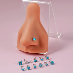 Lunivop 1PC Turquoise Nose Bone Ring Marquise Gem Sunflower L Shape Nose Stud 20g Ear Lobe Piercing Tragus Earrings Piercing Jewelry