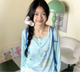 Lunivop T Shirts Women Cartoon Printed Long Sleeve Sweet Summer Fashion Loose Tops Preppy Style Female Casual Tshirt Chic