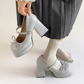 Lunivop New Women Pumps Elegant Butterfly-knot Shoes Ladies Elegant Thick High Heels Wedding Party Mary Jane Shoes New Spring Shoes