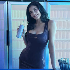Lunivop Square Neck Sleeveless Bodycon Midi Dress Kylie Jenner Outfits Sexy Blue Night Club Dresses For Women Christmas