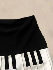 Lunivop Sweet Black White Patchwork Short Skirt for Women Y2k High Waist Pleated Skirts Summer New All-match Falda Sexy Mujer