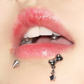 Lunivop 1Pc Trendy Y2K Stainless Steel Bone Chain Star Stud Earrings 1.2mm Tongue Ring Punk Piercing Jewelry Gift for Women