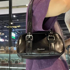 Lunivop Black Shoulder Bags Purse Women New High Street Pu Leather Casual Y2k Handbag Female Vintage Square Underarm Bag Purse