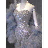 Lunivop Silver banquet fish tail toasting temperament dress