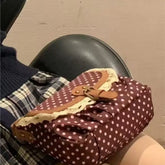 Lunivop Cute Dot Lace Underarm Bag Women New Vintage Canvas Handbag Harajuku Aesthetic Japanese Style Sweet Brown Shoulder Bags Ladies