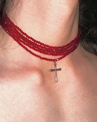 Lunivop Gothic Multilayer Crystal Cross Pendant Set Necklace for Women Girls Sweet Cool Punk Hot Girl Choker Halloween Jewelry Gift