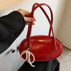 Lunivop High Street Red Messenger Bag Women Vintage Leather Handle Casual Crossbody Bags Ladies Versatile Y2k Handbag Purses