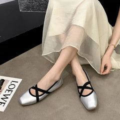Lunivop New Women Ballet Flats Fashion Elegant Cross Strap Shoes Ladies Comfort Square Toe Street Style Soft Sole Ballerinas Shoes