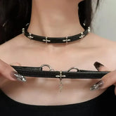 Lunivop New Vintage Gothic Black Necklace for Women Fashion Punk Leather Choker Dark Collar Chain Trendy Jewelry Cool Y2K Accessories
