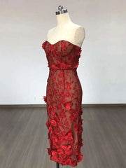 Lunivop Fashionable Solid Mesh Embroidered 3D Flower Women's Dresses Strapless Sleeveless High Waist Dress New Tide