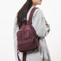 Lunivop 100% Cotton Small Backpacks Women Solid Canvas Little Leisure Or Travel Bags Cute Cloth Child School Bags Shoulder Green Package