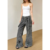 Lunivop Y2K Grunge Vintage Low Waisted Jeans Pockets Skinny Flare Pants 2000s Retro Korean Style Harajuku Hot Mom Denim Cargo Trousers