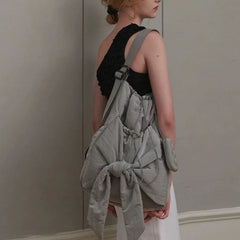 Lunivop Hot Girls Nylon Grey Handbag Y2k Women Retro Bow Large Capacity Casual Backpack Female Sweet Cool Backapcks Aesthetic