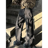 Lunivop Black Women's Jeans High Waist Hip Hop Straight Fashion Pants Streetwear Harajuku Y2K Star Female Wide Leg Denim Trouser