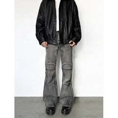 Lunivop Grey Jeans Women Y2K Hip Hop Fashion Vintage High Waisted Cargo Jeans Streetwear Casual Loose Pockets Girl Wide Leg Denim Pants