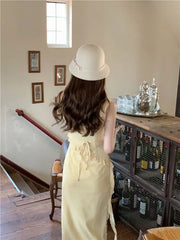 Lunivop Elegant Dresses Women Sleeveless Ruffles Patchwork Split Bandage Summer Fashion Sweet Female Dress Holiday Casual