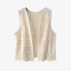 Lunivop Women's Open Front Crochet Vest Boho Chic Embroidery Lace Lightweight Openwork Sweater Vest Top Summer Vacation Beach Outfit