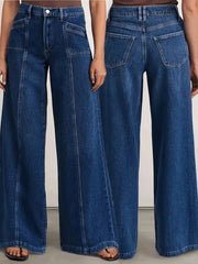 Lunivop Women’s Deep Blue Wide Leg Jeans - Stylish Denim Trousers for Comfort and Versatility