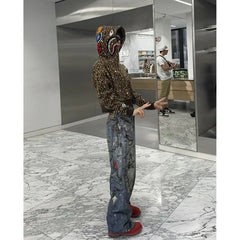 Lunivop Blue Gray Womens Jeans High Waist Vintage Straight Baggy Denim Pants Streetwear American Style Fashion Wide Leg Denim Trouser