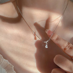 Lunivop New Trendy Simple Bling Zircon Water Drop Pendant Necklace for Women Glossy Copper Chain Sweet Elegant Luxury Party Wedding Gift