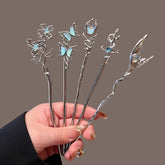 Lunivop Vintage Moonstone Butterfly Hair Sticks for Women Fashion Metal Hanfu Hairpin Disk Hair Chopsticks Hair Accessories