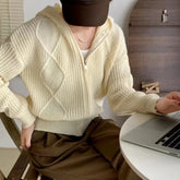 Lunivop Women Zip Up Knit Cardigan Hooded Zipper Front Sweater Jacket Hoodie Teen-girl Fall Winter Casual Outfit