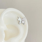 Lunivop 1PCS Silver Color Unicorn Shiny Love Heart Zircon 316L Stainless Steel Ear Bone Nail Fashion Y2K Earring for Women Jewelry Gift