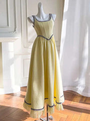 Lunivop French Elegant Tweed Thick Straps Dresses For Women Square Collar Sleeveless Vintage Maxi Bottom Dress 2025 Autumn