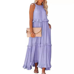 Lunivop European and American New Summer Vacation Style Long Dress with Big Sway Flowing Beach Skirt for Women