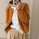 Lunivop Zip Up Sweater Cardigan for Women Solid Long Sleeve Crew Neck Zipper Front Knitted Jacket Teen-girl Fall Winter Casual Outfit