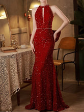 Lunivop Temperament Sequined Slim Waist Hanging Neck Wedding Party Dress Shoulder Strapless Backless Prom Robe Big Bow Evening Dresses