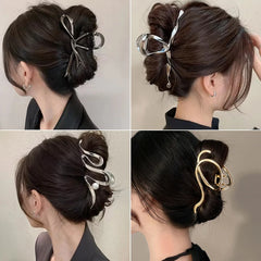 Lunivop Fashion Metal Hair Claw Clips For Women Geometric Cross Hairpin Girl Shark Claw Barrettes For Ponytail Hair Accessories Headband