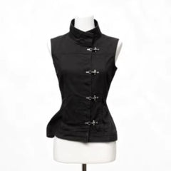Lunivop New High Street Fashion Popular Stand Colaar Sleeve Vest Y2k Aesthetic Single Breasted Sweet Cool Women Clothes Vintage Tops