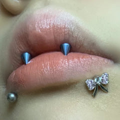 Lunivop 1pc Sparkling Bowknot Lip Stud 1.2G Stainless Steel Labret Piercing Cartilage Ear Bone Accessory Sweet Cool Fashion Body Jewelry