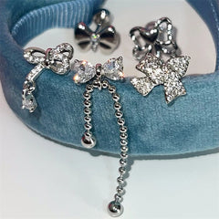 Lunivop Advanced Silver Color Bowknot 316L Stainless Steel Ear Bone Nail New Fashion Delicate Zircon Earrings for Women Y2K Punk Jewelry