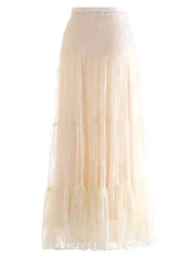 Lunivop Fashion Women's High Waist Skirt Sequined Lace Solid Color A Line Female Skirts New Tide