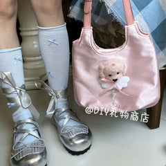 Lunivop Sweet Cool Pink Handbag Women Retro Hot Girls Satin Chic Soft Y2k Bags Ladies Vintage Dog Cute Underarm Bag Aesthetic