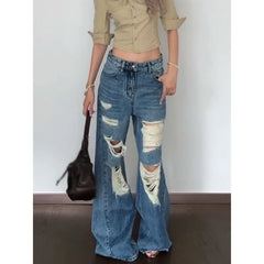 Lunivop Women Y2k Ripped Jeans Vintage Harajuku Baggy Hip Hop Boyfriend Jean Pants Japanese 2000s Style Blue Denim Trousers Clothes 2025