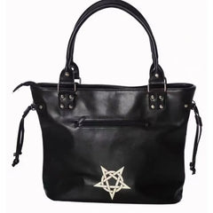 Lunivop Large Capacity Black Tote Bag Women High Street Lolita Gothic Leather Y2k Grunge Handbag Female Punk Dark Shoulder Bags
