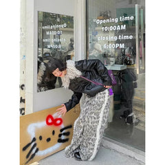Lunivop Women Baggy Jeans Harajuku Oversize Denim Trousers Y2k Aesthetic Vintage Japanese 2000s Style Leopard Jean Pants Trashy Clothes
