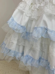 Lunivop Lolita Sweet Cake Skirts Women Slim Lace Patchwork Sexy Mini Ball Gown Skirts Kawaii Casual Japan Cute Summer A Line Skirt