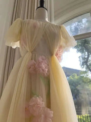 Lunivop Embroidery Mesh Spliced Long Dresses For Women V Neck High Waist Short Sleeve Elegant Dress Female Summer 2025